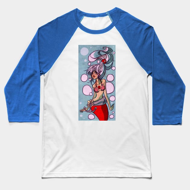 Silver Haired Mermaid Baseball T-Shirt by saradaboru